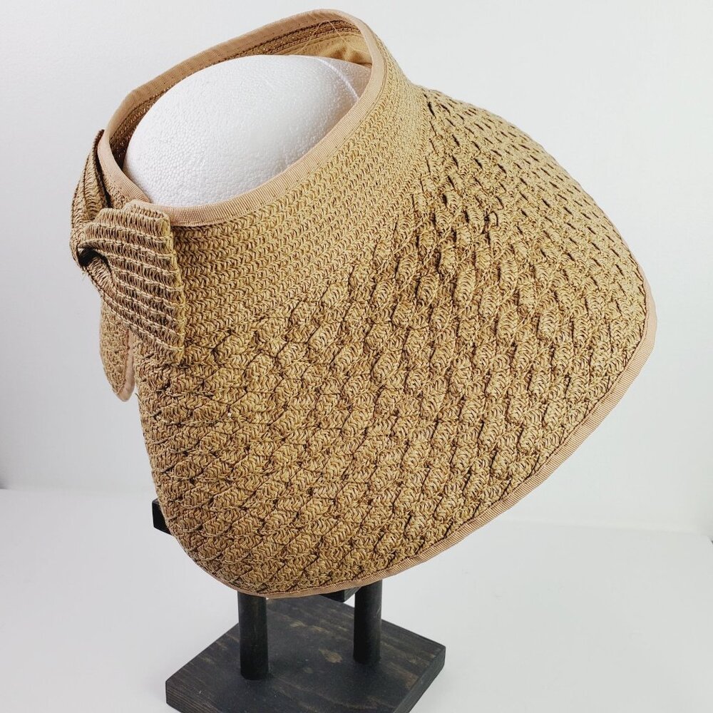 Magid Hats, Sun Hat, 100% Paper, Neutral Shimmer with Big Bow Split Back, Sz Adj - Picture 5 of 6